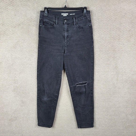 Levis Jeans Juniors 7‎ Mom Denizen High Rise Black Denim Stretch - Picture 1 of 10